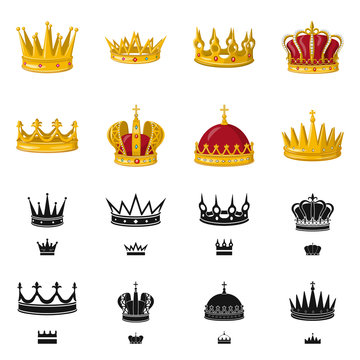 Vector illustration of medieval and nobility logo. Collection of medieval and monarchy vector icon for stock.