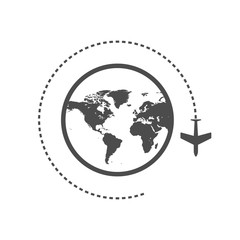 Fototapeta premium Airplane sign icon. Travel trip round the world symbol. Circle and square buttons. Flat design set. Thank you ribbon. Vector
