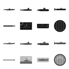 Vector illustration of war and ship sign. Set of war and fleet stock vector illustration.