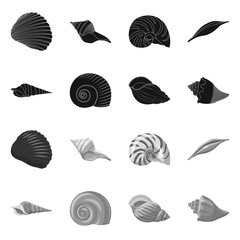 Vector design of animal and decoration sign. Set of animal and ocean vector icon for stock.