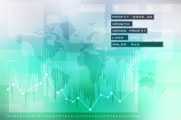 2d rendering Stock market online business concept. business Graph 