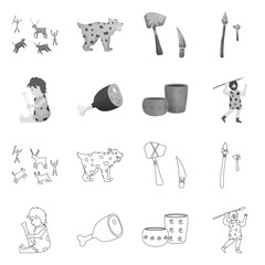 Vector design of evolution and neolithic sign. Set of evolution and primeval stock symbol for web.