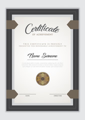 Certificate template with luxury pattern, diploma, vector illustration