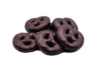 Lebkuchenbrezeln Schokoladenlebkuchen isoliert auf weißem Hintergrund