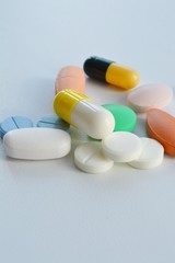 pills on white background