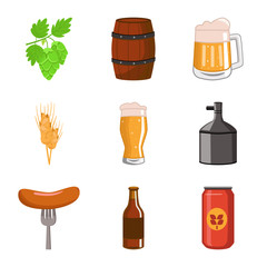 Vector design of beer and bar sign. Collection of beer and pub stock symbol for web.