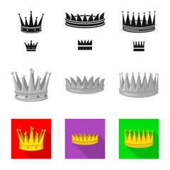 Vector design of medieval and nobility logo. Set of medieval and monarchy stock vector illustration.