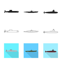 Isolated object of war and ship logo. Set of war and fleet stock vector illustration.