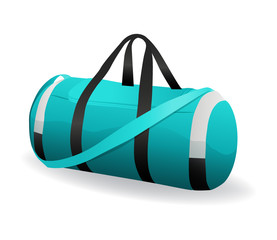 turquoise sport bag for sportswear and equipment icon isolated