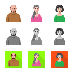 Fototapeta premium Vector design of hairstyle and profession sign. Set of hairstyle and character stock symbol for web.