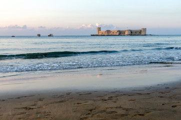 Maiden's castle, Kiz Kalesi in Mediterranean Sea. Mersin Turkey