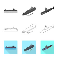 Vector design of war and ship symbol. Set of war and fleet stock vector illustration.