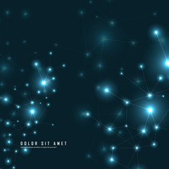 Fototapeta premium Geometric connect background. Lines and dots on a dark background. Scientific vector background