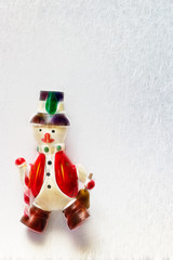 Decorative fun christmas snowman on white background