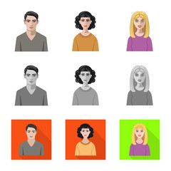 Fototapeta premium Vector design of hairstyle and profession sign. Set of hairstyle and character stock symbol for web.