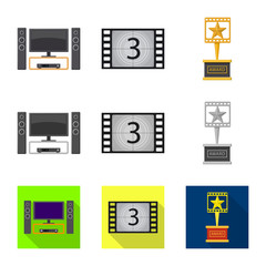 Isolated object of television and filming logo. Collection of television and viewing stock vector illustration.
