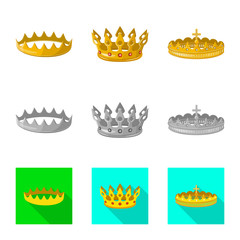 Isolated object of medieval and nobility logo. Set of medieval and monarchy stock vector illustration.