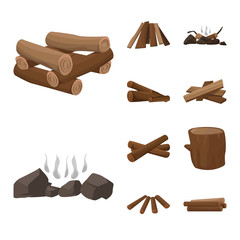 Isolated object of timber and nature logo. Collection of timber and construction stock vector illustration.