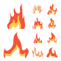 Isolated object of fire and red icon. Collection of fire and campfire stock vector illustration.