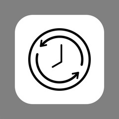 Clock line icon isolated on grey background. Black and white simple watches. Time concept. Vector illustration