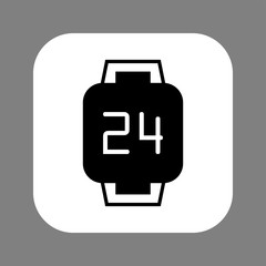Clock line icon isolated on grey background. Black and white simple watches. Time concept. Vector illustration
