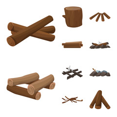 Isolated object of timber and nature icon. Set of timber and construction stock vector illustration.