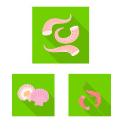 Vector design of product and ocean logo. Set of product and restaurant vector icon for stock.