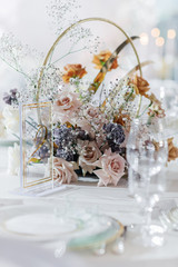 Wedding decorations. Floral design of the registration area and banquet hall