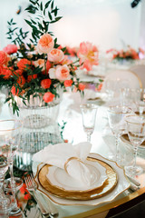 Wedding decorations. Floral design of the registration area and banquet hall