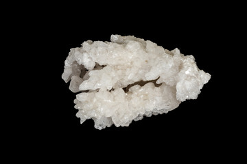 Macro stone calcite mineral on a black background