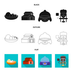 Vector illustration of countryside and plant symbol. Collection of countryside and farming vector icon for stock.