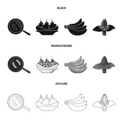 Vector design of natural and vegetarian logo. Set of natural and eating stock vector illustration.