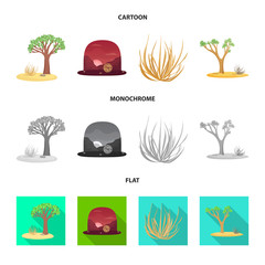 Vector illustration of landscape and nature sign. Collection of landscape and environment stock vector illustration.