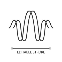Parallel sound wave linear icon. Thin line illustration. Digital soundwave. Radio signal logotype. Soundtrack, music playing frequency. Contour symbol. Vector isolated outline drawing. Editable stroke