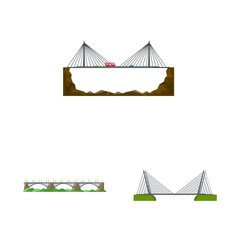 Vector illustration of bridgework and bridge logo. Collection of bridgework and landmark stock vector illustration.