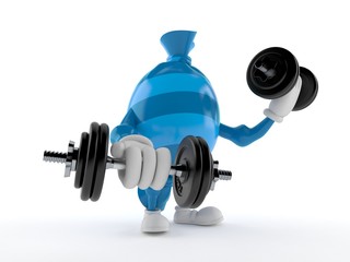 Candy character with dumbbells