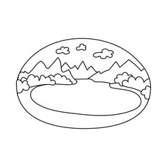 Vector design of landscape and lake sign. Set of landscape and water stock vector illustration.