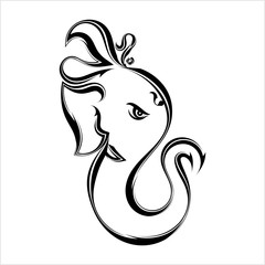 Ganesha The Lord Of Wisdom Calligraphic Style