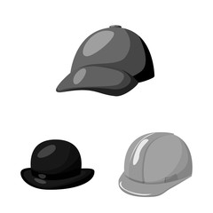 Vector design of hat and helmet symbol. Set of hat and profession stock symbol for web.
