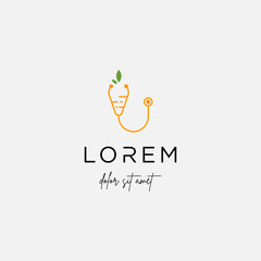 carrot health vector logo design with a simple line