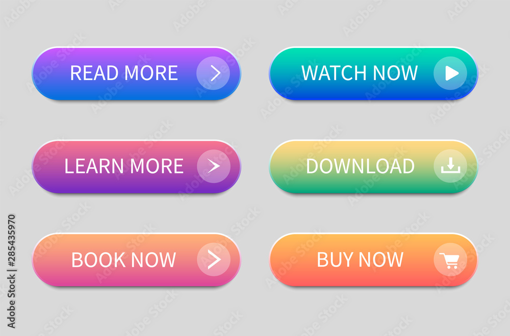 Aufkleber set of modern buttons for website and user interface. gradient buttons.