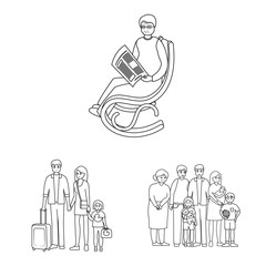 Vector illustration of happy and character symbol. Set of happy and portrait stock symbol for web.