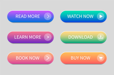 Set of modern buttons for website and user interface. Gradient Buttons.