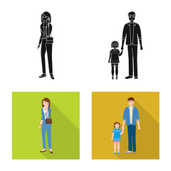 Vector illustration of character and avatar symbol. Set of character and portrait stock vector illustration.