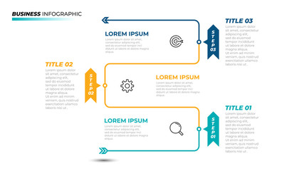 Vector thin line minimal design template with arrow. Business concept with 3 steps, options, processes. Can be used for info chart, graph, presentations.