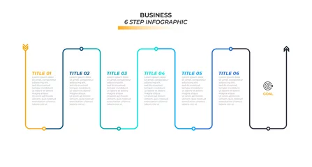 Fotobehang Thin line minimal infographic template. Timeline with 6 steps, options and marketing. Vector illustration. Can be used for business process diagram, info chart, graph, presentations. © Ammus19