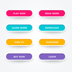 Set of modern buttons with different colors. Vector web element.