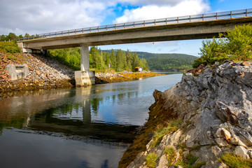 Bridge over the river in Velfjord Northern Norway