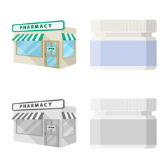 Isolated object of retail and healthcare symbol. Set of retail and wellness vector icon for stock.