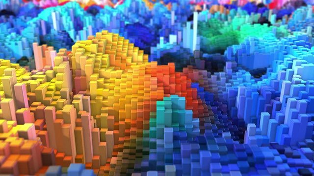 Colorful Abstract Cubes Moving Randomly